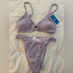 Cupshe Purple Ribbed Bikini Set